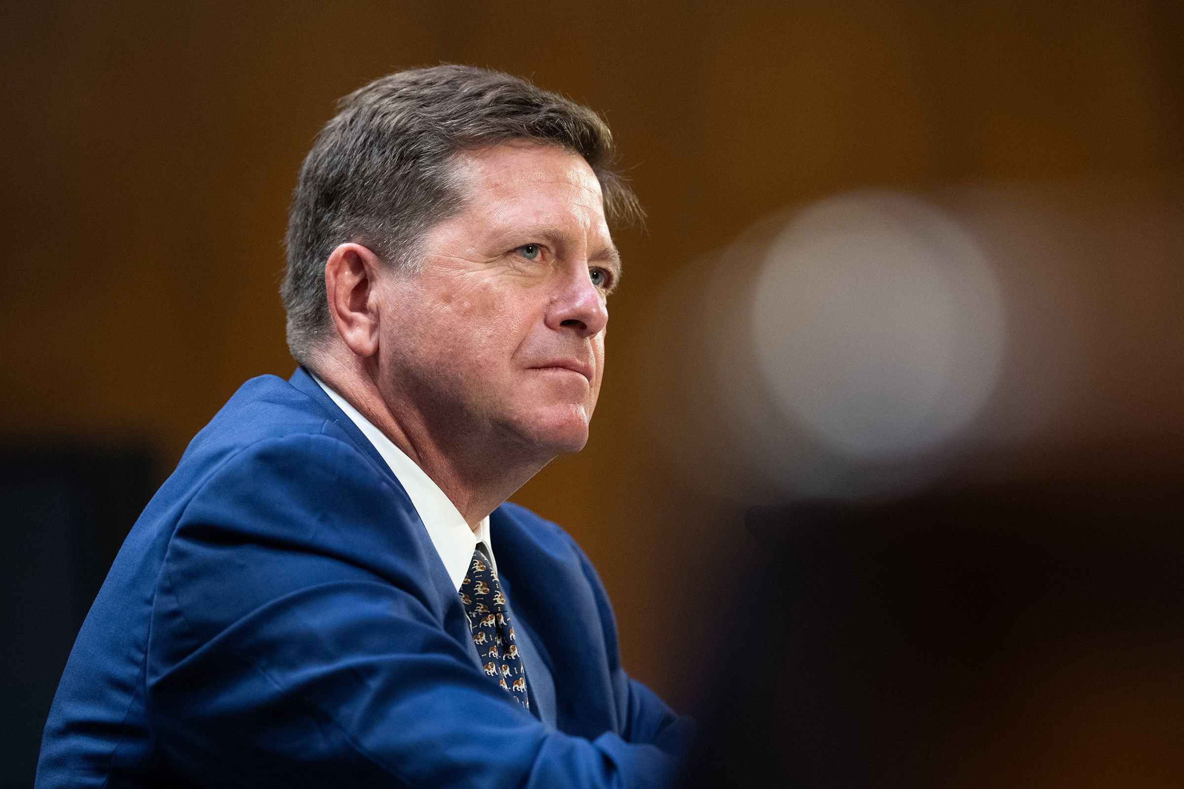 <i>Aaron Schwartz/Getty Images via CNN Newsource</i><br/>Jay Clayton appears before the Senate Intelligence Committee during his confirmation hearing on Capitol Hill