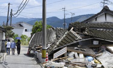 A collapsed house in Hikawa