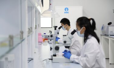 Researchers work at a laboratory at the Research Institute of Tsinghua University in Shenzhen
