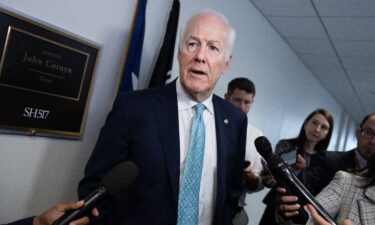 Sen. John Cornyn speaks with reporters after a meeting with Acting Attorney General Todd Blanche