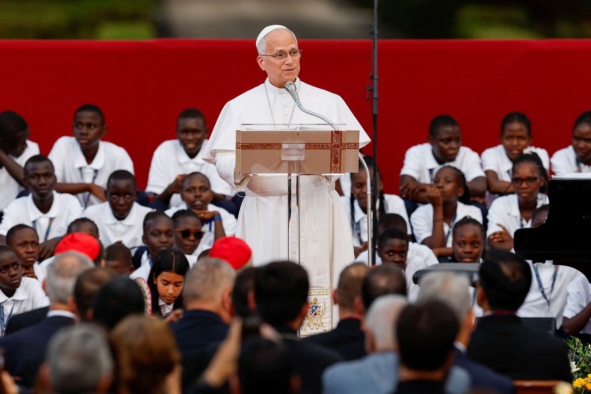 <i>Remo Casilli/Reuters via CNN Newsource</i><br/>Pope Leo attends the 