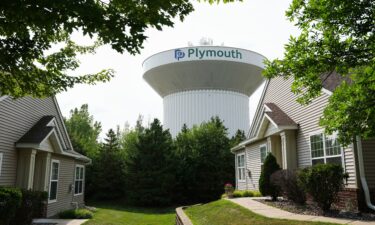 A water tower is seen Thursday