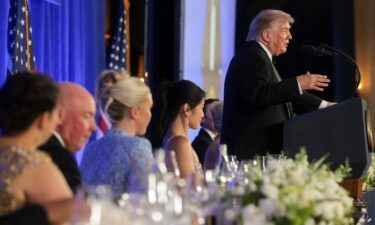 President Donald Trump delivers remarks at the White House Correspondents' Association Dinner