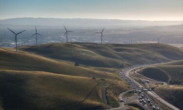 A view of wind turbines at the Altamont Pass Wind Resource Area in Livermore