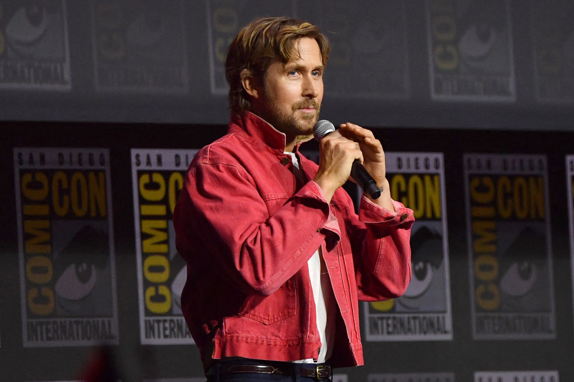 <i>Chris Delmas/AFP/Getty Images via CNN Newsource</i><br/>Ryan Gosling appeared on stage at San Diego Comic-Con on Sunday