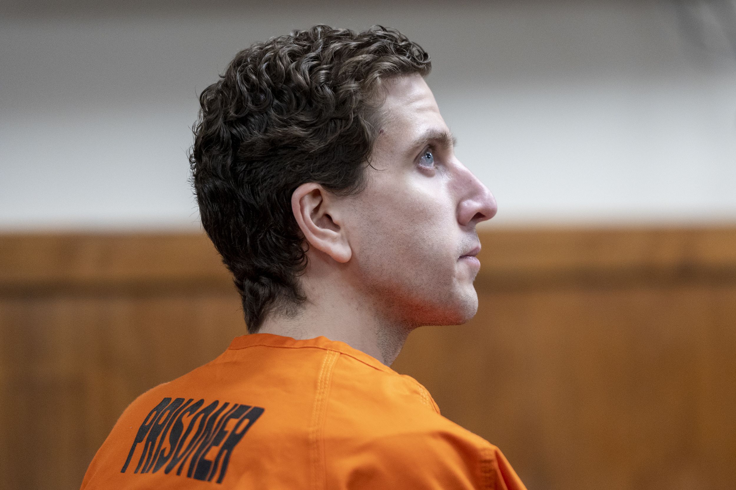 <i>Pool/Getty Images via CNN Newsource</i><br/>Bryan Kohberger listens during his arraignment in Latah County District Court in Moscow