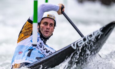 Athletes compete at the ICF Canoe Slalom World Championships.