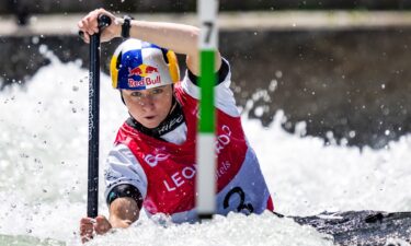 Athletes compete at the ICF Canoe Slalom World Championships.