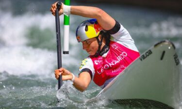 Athletes compete at the ICF Canoe Slalom World Championships.