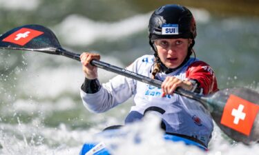 Athletes compete at the ICF Canoe Slalom World Championships.