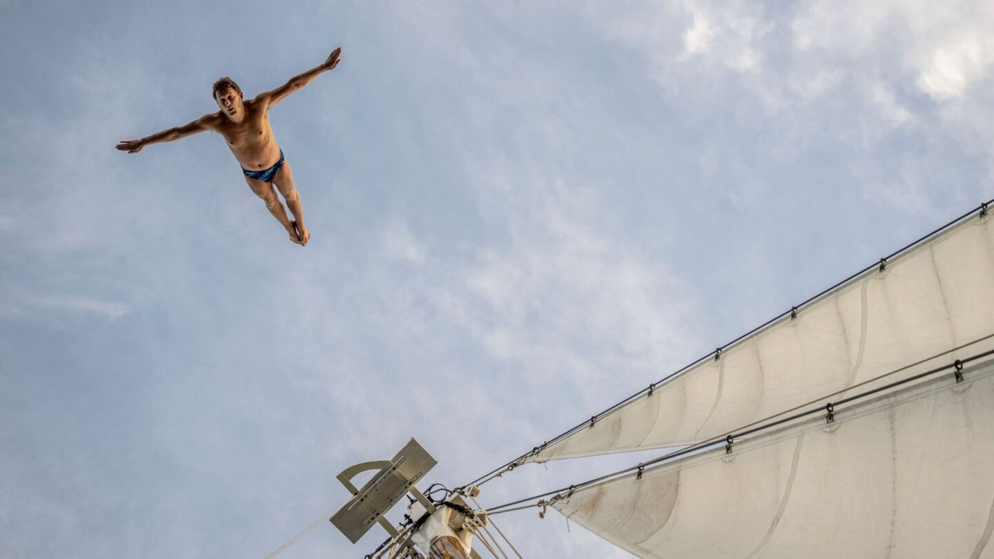 <i>NBC Olympics</i><br/>Divers compete at the 2026 World Aquatics High Diving World Cup stop at Porto Flavia in Italy.