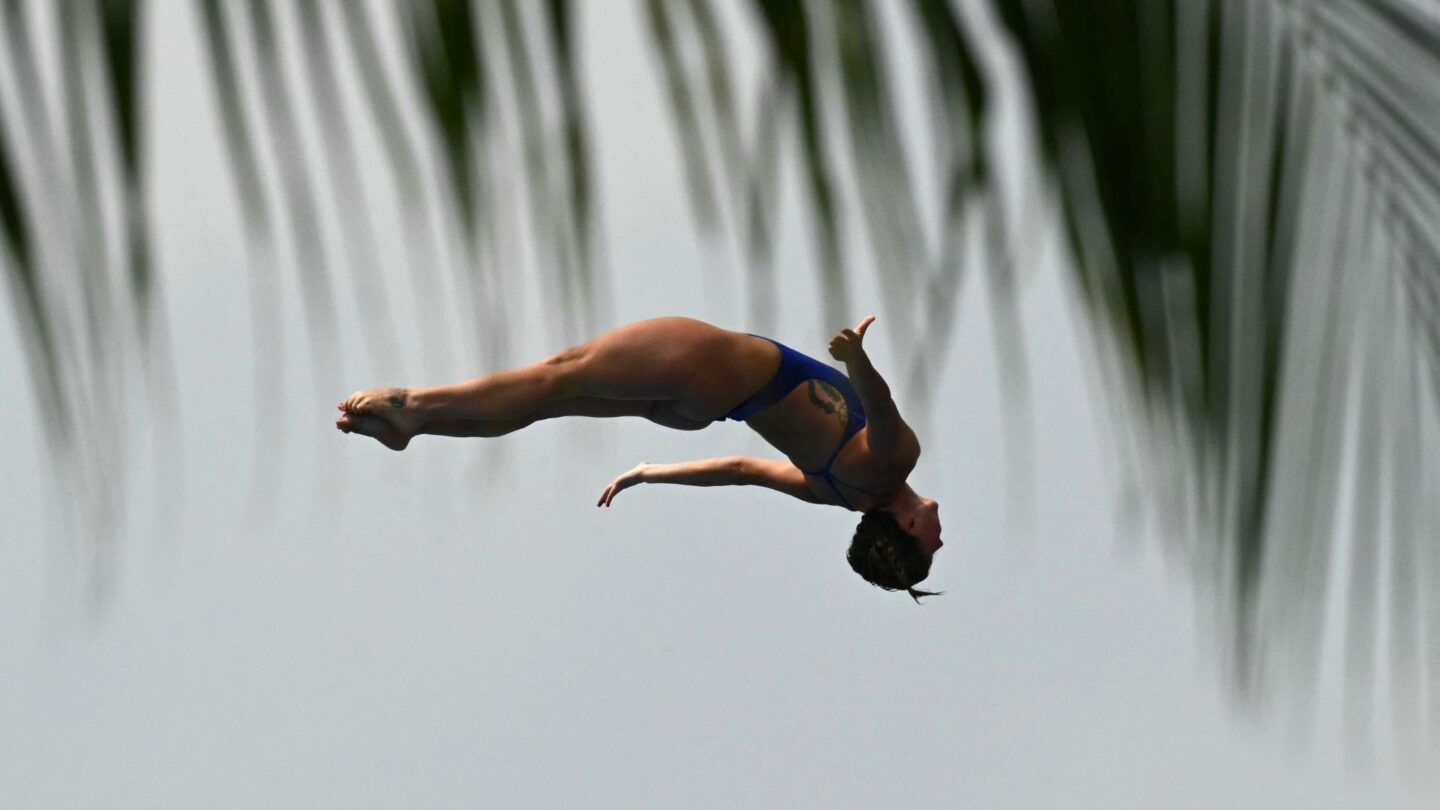 <i>NBC Olympics</i><br/>Divers compete at the 2026 World Aquatics High Diving World Cup stop at Porto Flavia in Italy.