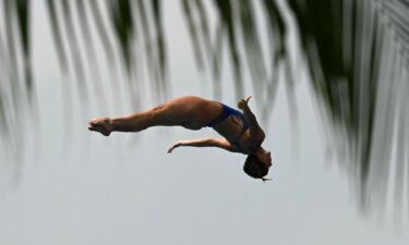 Divers compete at the 2026 World Aquatics High Diving World Cup stop at Porto Flavia in Italy.