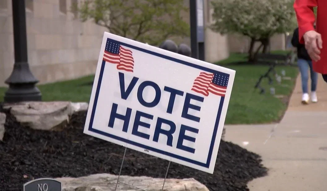 FILE -- A voting sign outside the Boone County Government Center.