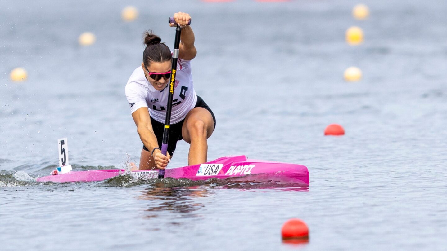 Nevin Harrison during C1 women 200m -Final A at the ICF Canoe Sprint and Paracanoe World Championships 2026 in Poznan