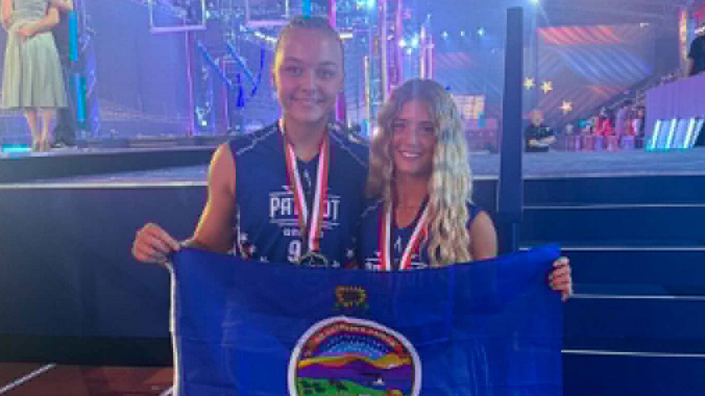 Maddie Glise (right) at the Patriot Games with Kennadi Fuhrman (left) who won the girls division of the Patriot Games 