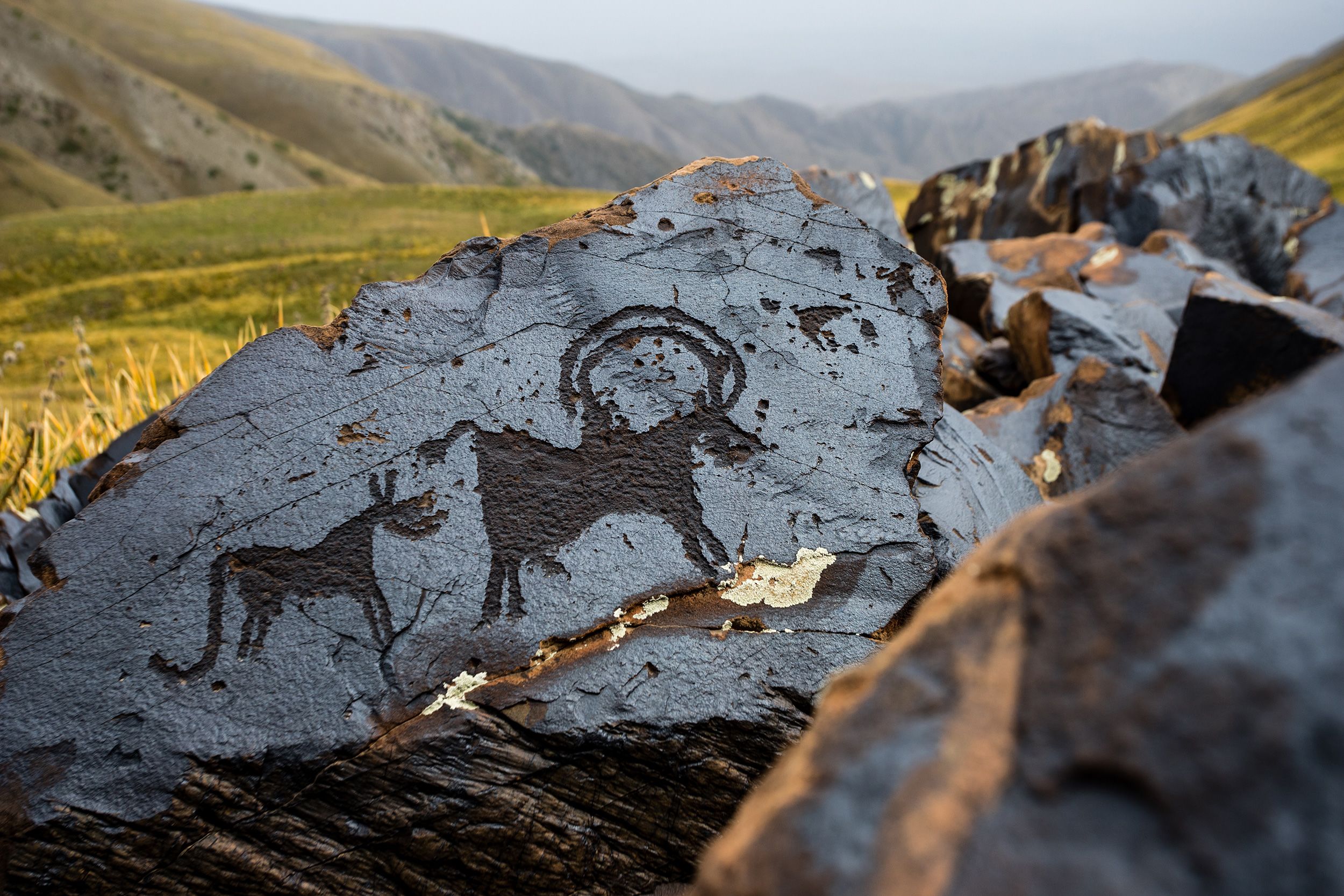 <i>Stephen Lioy via CNN Newsource</i><br/>The carvings depict scenes of hunting