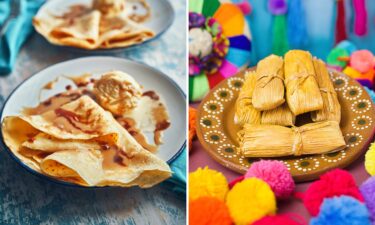Tasty layers from two cultures: crepes and tamales.