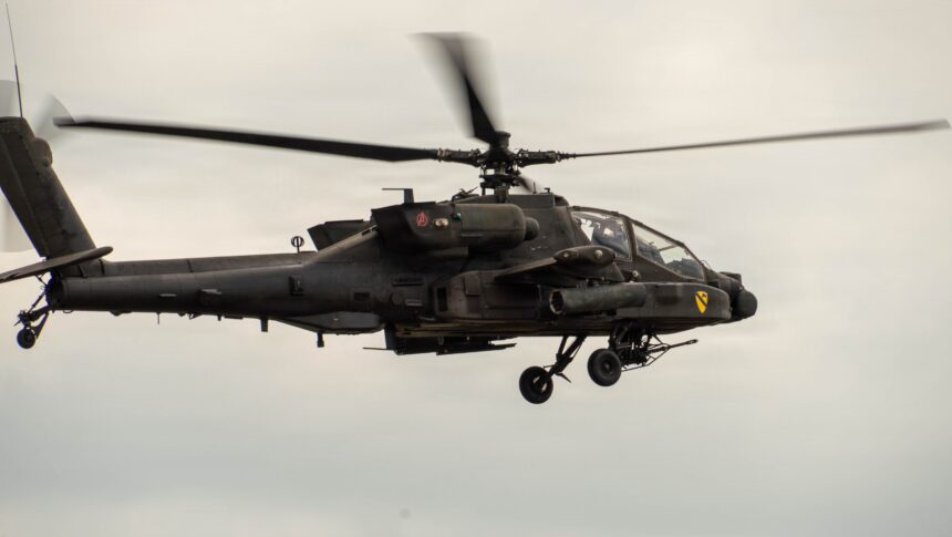 <i>Spc. Steven Day/US Army via CNN Newsource</i><br/>An AH-64 Apache Attack Helicopter in flight during an aviation gunnery exercise on Fort Hood