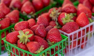 Strawberries sit for sale during a farmers market at the Ferry Building in San Francisco on July 16.