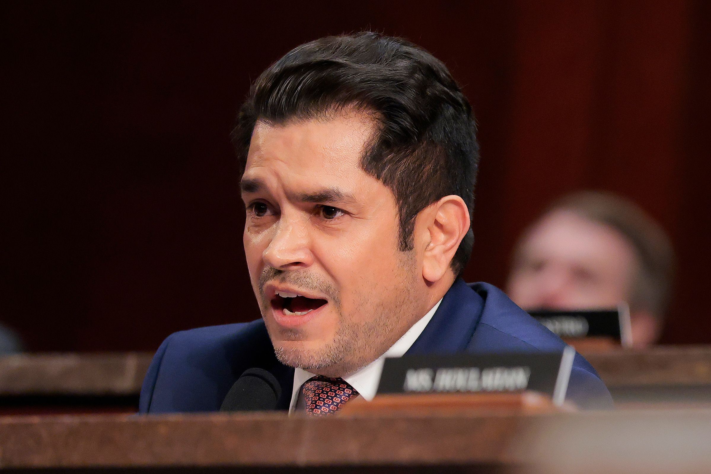 <i>Heather Diehl/Getty Images/File via CNN Newsource</i><br/>Rep. Jimmy Gomez speaks during a House Select Intelligence Committee hearing on March 19.