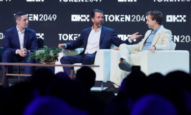 World Liberty co-founder Donald Trump Jr. speaks with CEO Zach Witkoff and Founder and Chief Executive of Wachsman