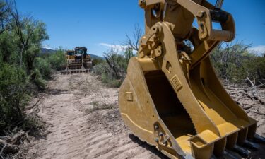 Heavy machinery is seen inside Big Bend National Park in southern Texas