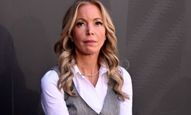 Jeanie Buss is pictured during the statue unveiling for former Lakers coach Pat Riley in Los Angeles on February 22.