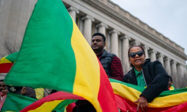 Members of the Ethopian community gather outside the White House to call attention to the conflict in the Amhara region in Ethiopia in 2024.