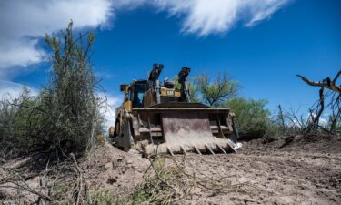 Heavy machinery is seen inside Big Bend National Park in southern Texas
