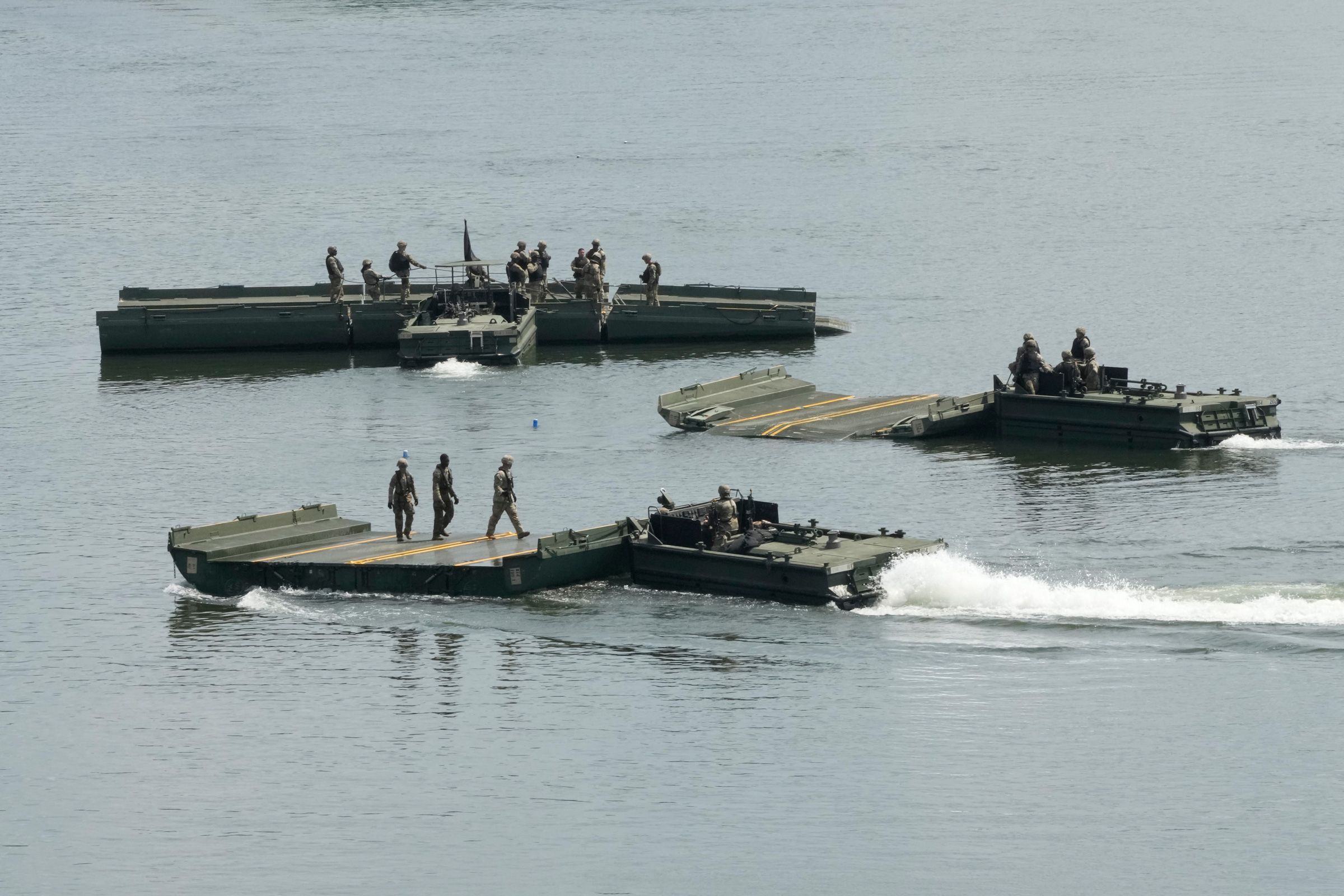 <i>Ahn Young-joon/AP via CNN Newsource</i><br/>The US Army conducts a training exercise on a river in Yeoncheon