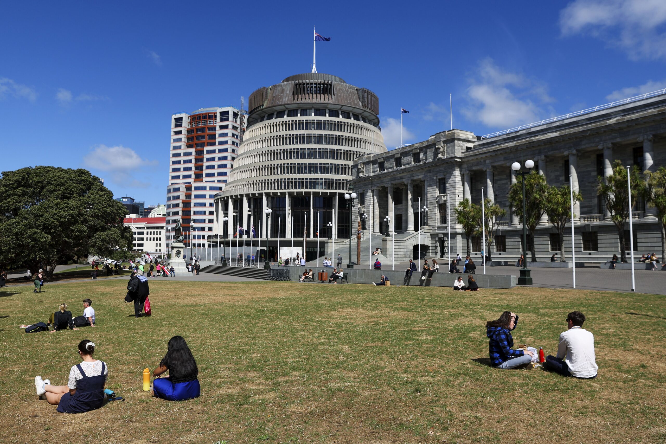 <i>Hagen Hopkins/Getty Images via CNN Newsource</i><br/>A general view of the Beehive and Parliament House in Wellington