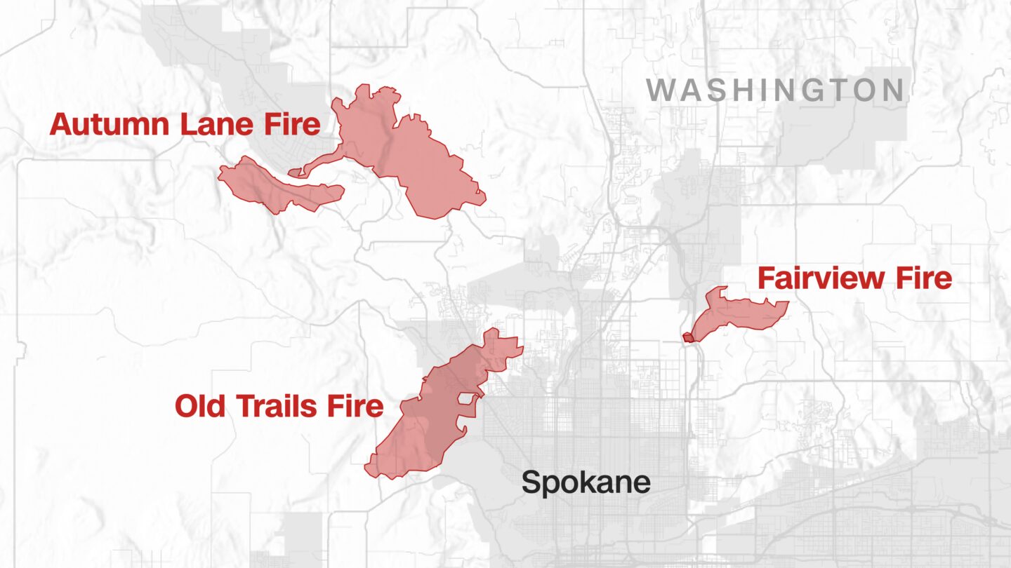<i>CNN via CNN Newsource</i><br/>Three major wildfires are burning near Spokane