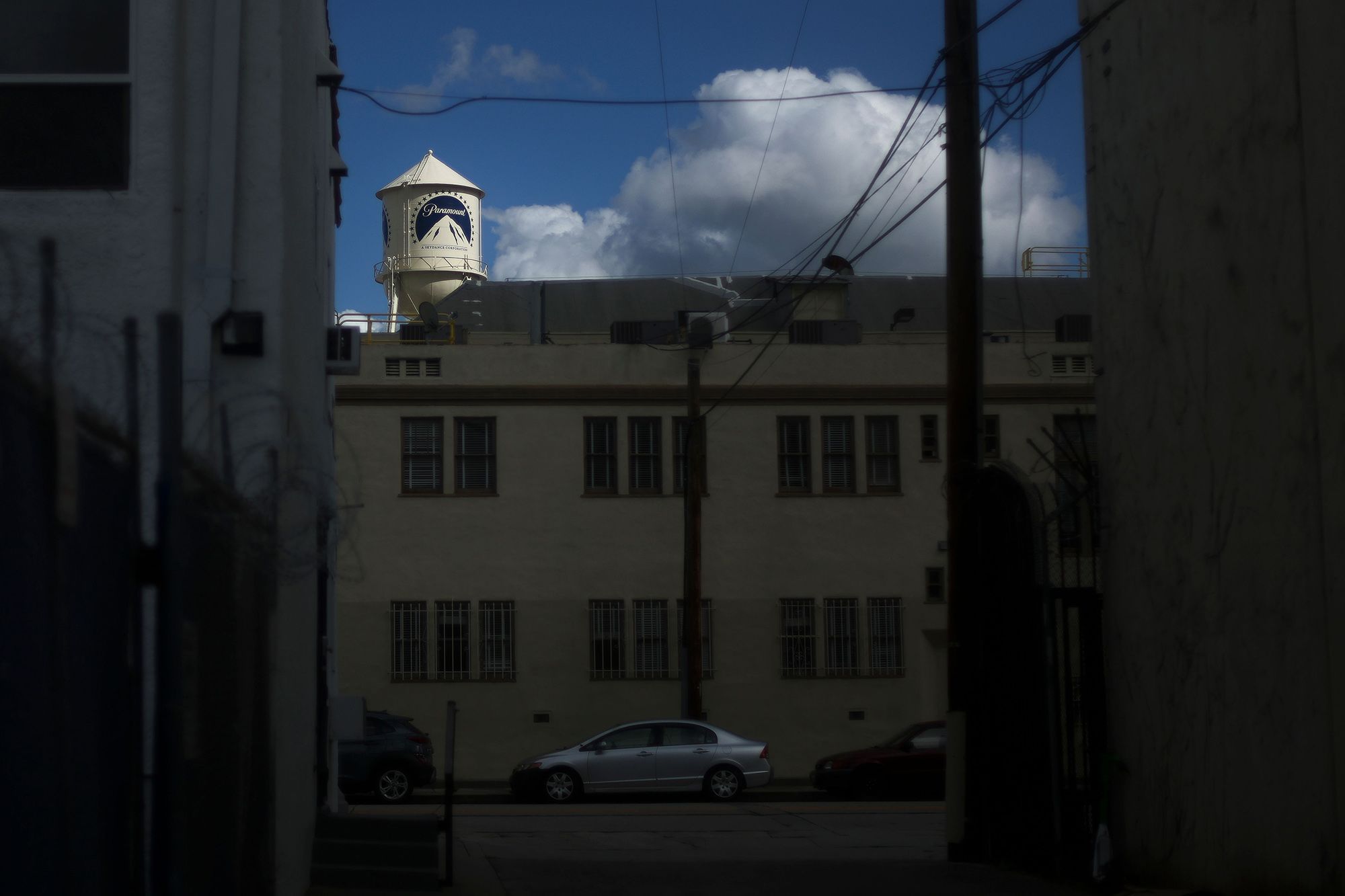 <i>Michael Yanow/NurPhoto/Shutterstock via CNN Newsource</i><br/>The Paramount Pictures logo is displayed on the water tower in Los Angeles