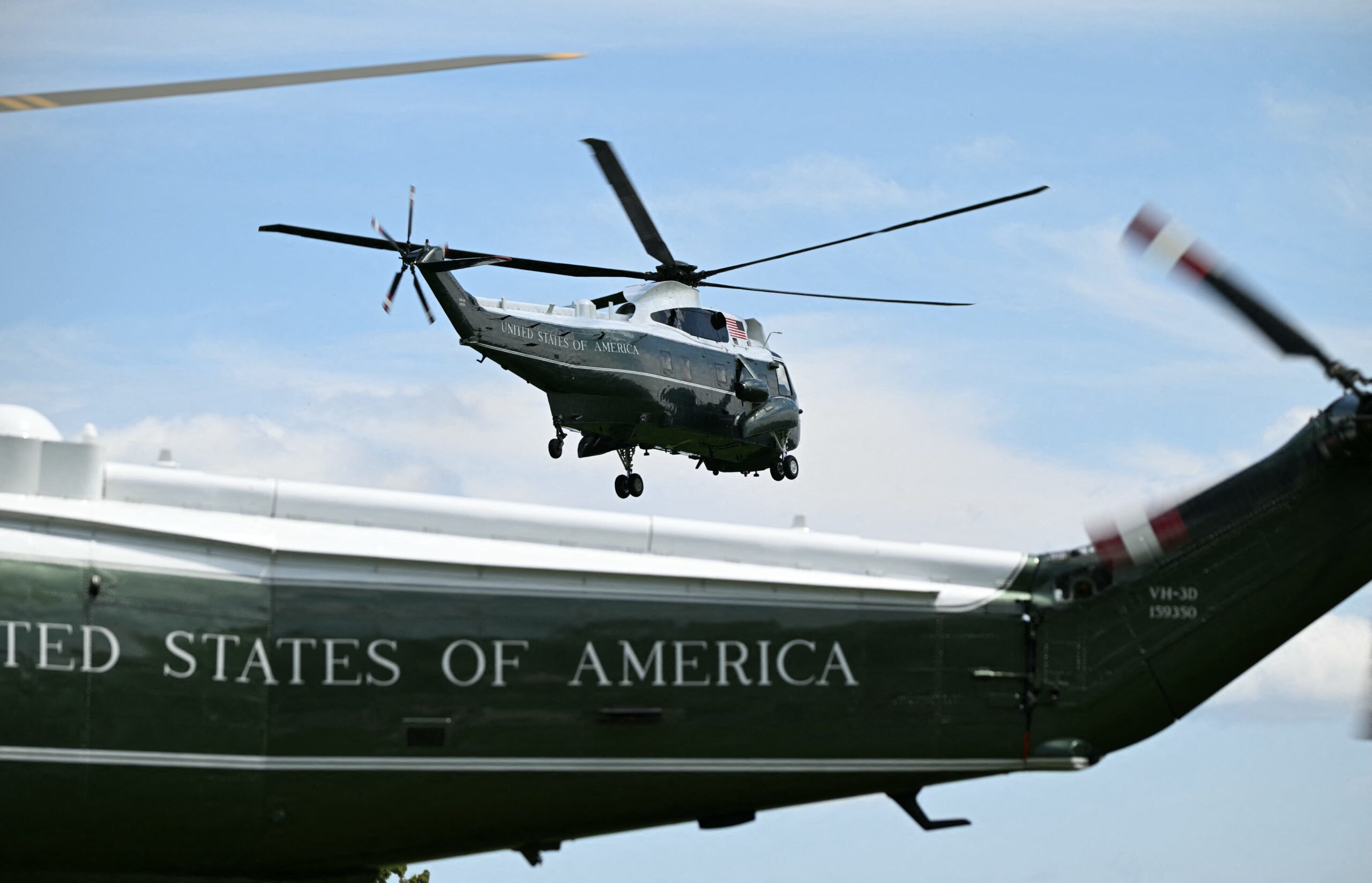 <i>Alex Wroblewski/AFP/Getty Images via CNN Newsource</i><br/>Marine One with US President Donald Trump on board departs from the Ellipse near the White House in Washington
