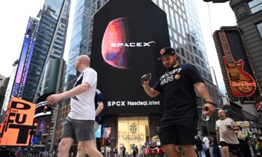 SpaceX billboard outside the Nasdaq MarketSite in Times Square