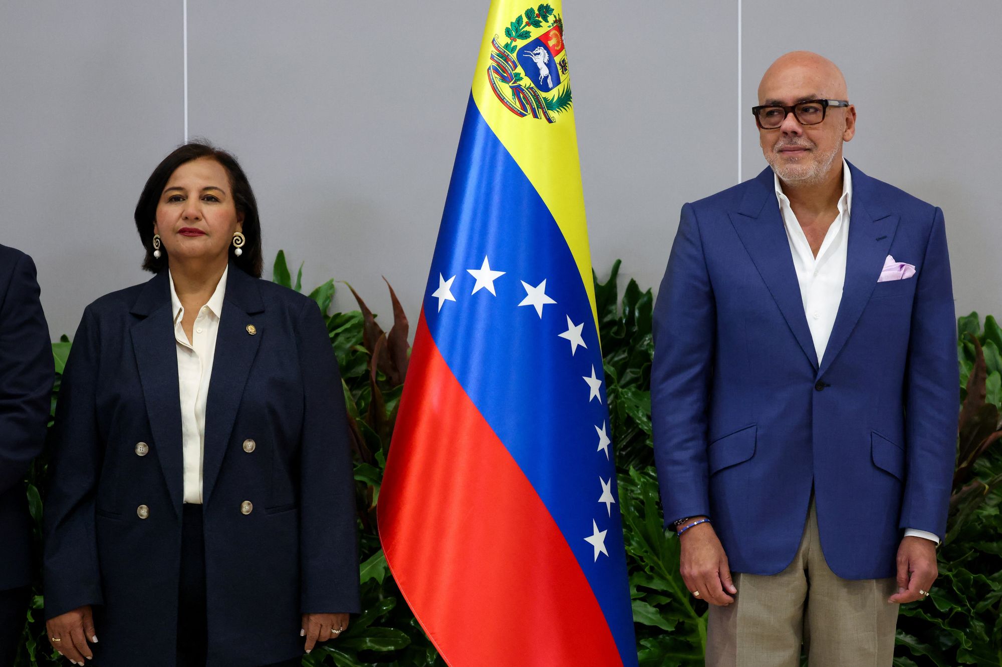 <i>Leonardo Fernandez Viloria/Reuters via CNN Newsource</i><br/>Venezuela's National Assembly President Jorge Rodriguez and former opposition lawmaker Dinorah Figuera attend the opening session of the national dialogue in Caracas