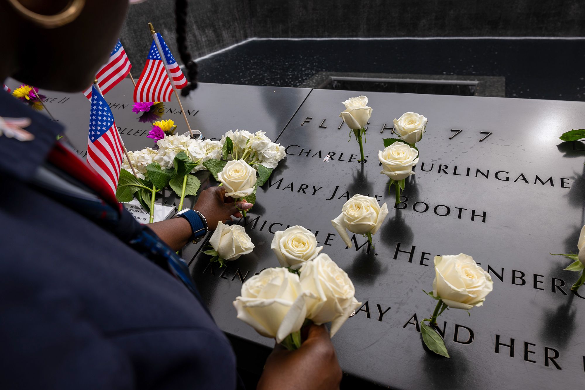 <i>Spencer Platt/Getty Images via CNN Newsource</i><br/>Names of those who died are engraved at the National September 11 Memorial & Museum in New York and read aloud in a ceremony each year.