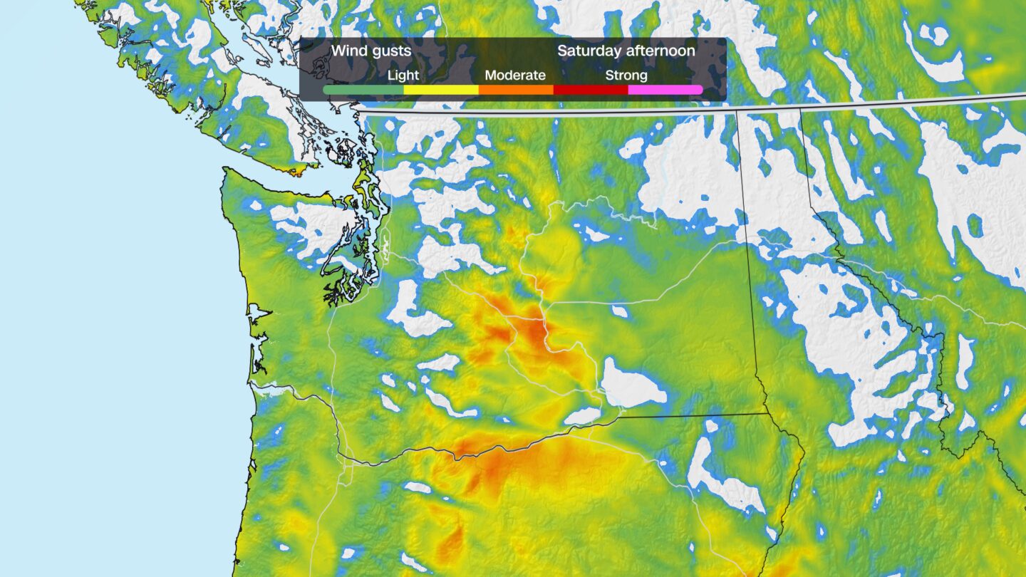 <i>CNN Weather via CNN Newsource</i><br/>Forecast wind gusts on August 8