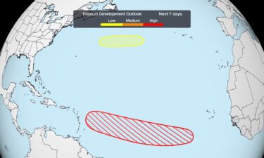 Areas where tropical development is possible in the coming days are highlighted above. The red area over the Atlantic's main development region is the most concerning.