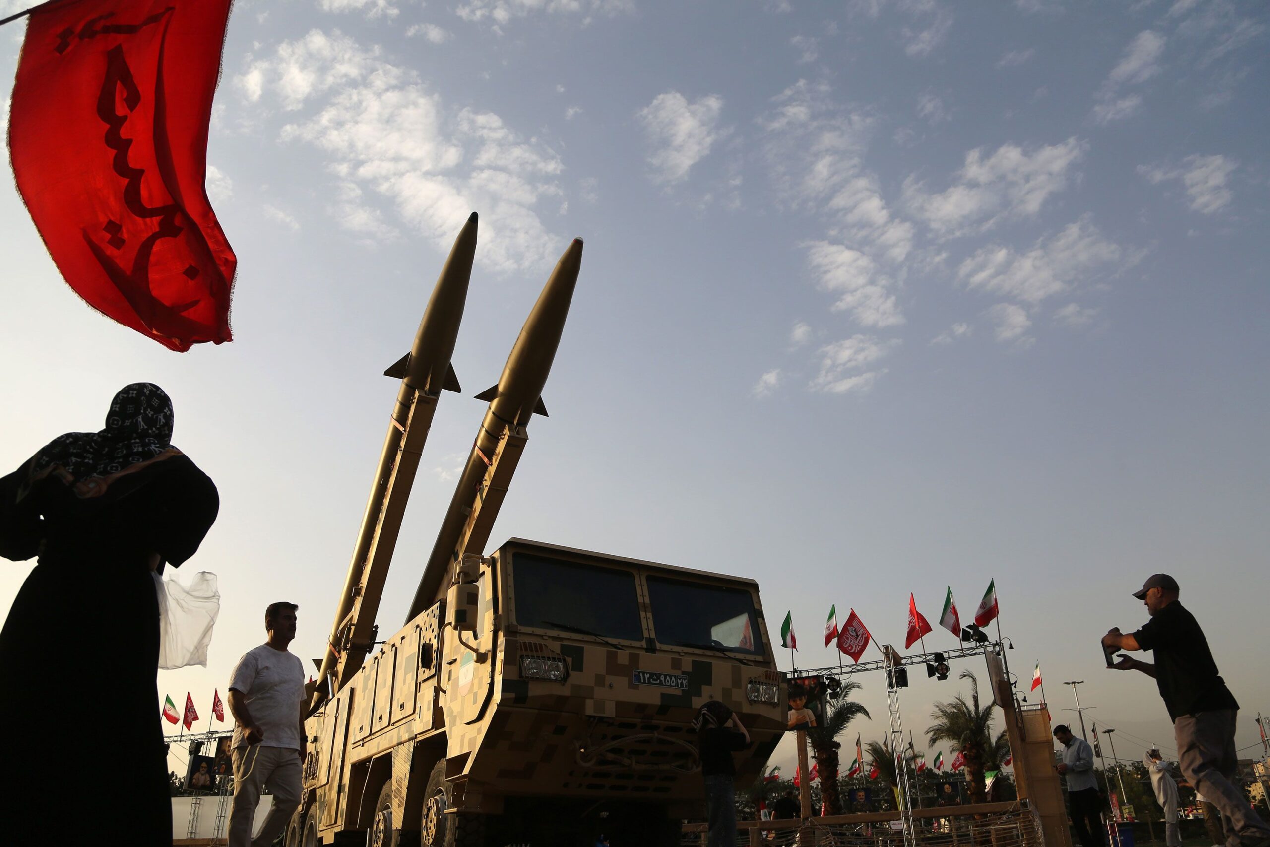 <i>Fatemeh Bahrami/Anadolu/Getty Images via CNN Newsource</i><br/>Zolfaghar and Qadr missiles are displayed at Azadi Square in Tehran