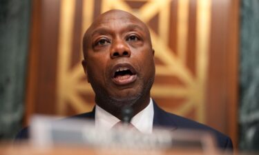 Committee Chairman Sen. Tim Scott (R-SC) delivers an opening statement during a Senate Committee on Banking