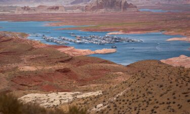 The Wahweap Marina floats on Lake Powell at the Glen Canyon National Recreation Area