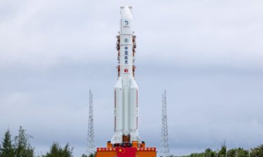 The Chang'e-7 lunar probe atop its carrier rocket last week at the Wenchang Spacecraft Launch Site in China's Hainan Province.
