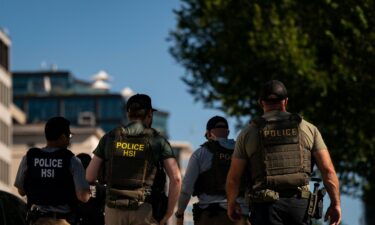 Agents from the US Immigration and Customs Enforcement's Homeland Security Investigations (HSI) unit are pictured during a traffic stop near the White House in Washington