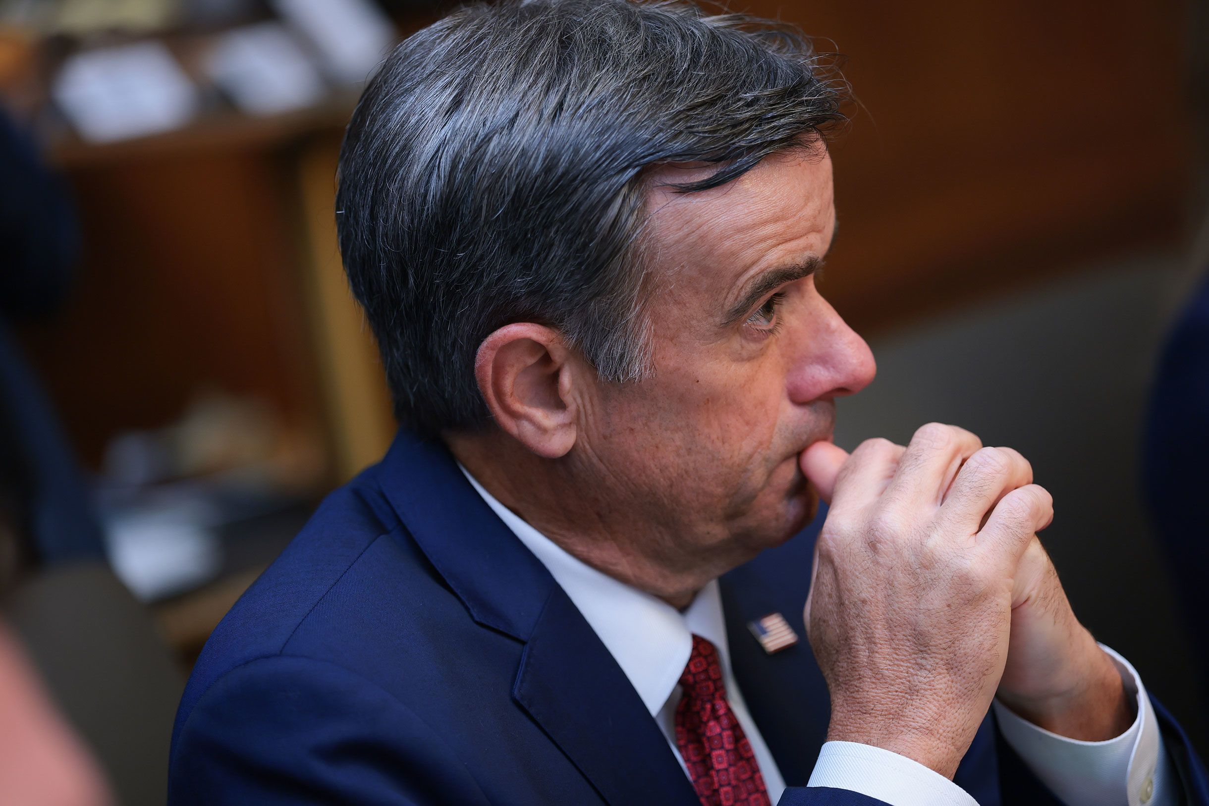 <i>Anna Moneymaker/Getty Images via CNN Newsource</i><br/>Director of the Central Intelligence Agency John Ratcliffe attends a Cabinet Meeting at Camp Davaid
