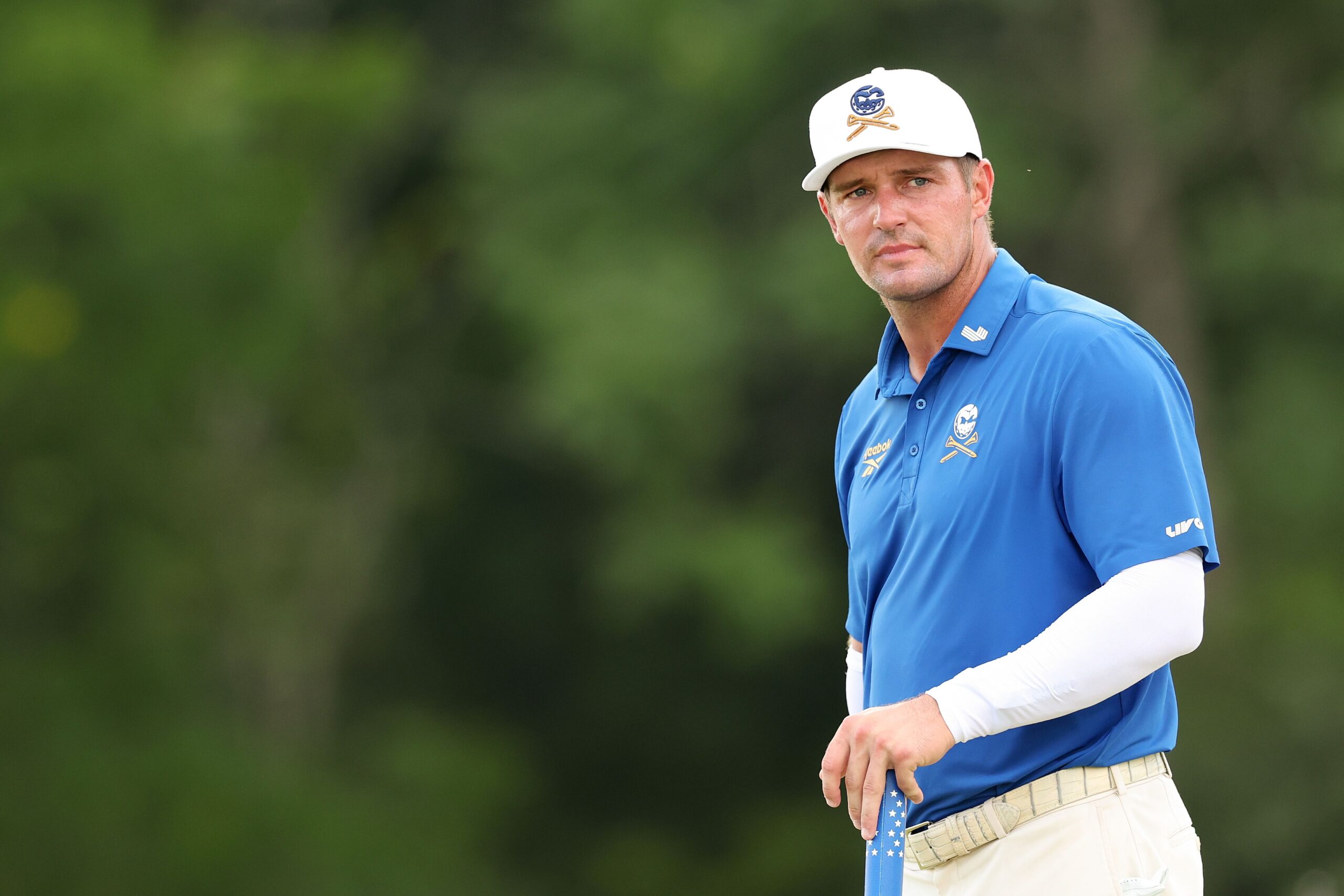 <i>Justin Casterline/Getty Images via CNN Newsource</i><br/>Jon Rahm plays a tee shot during a LIV Golf event in Westfield