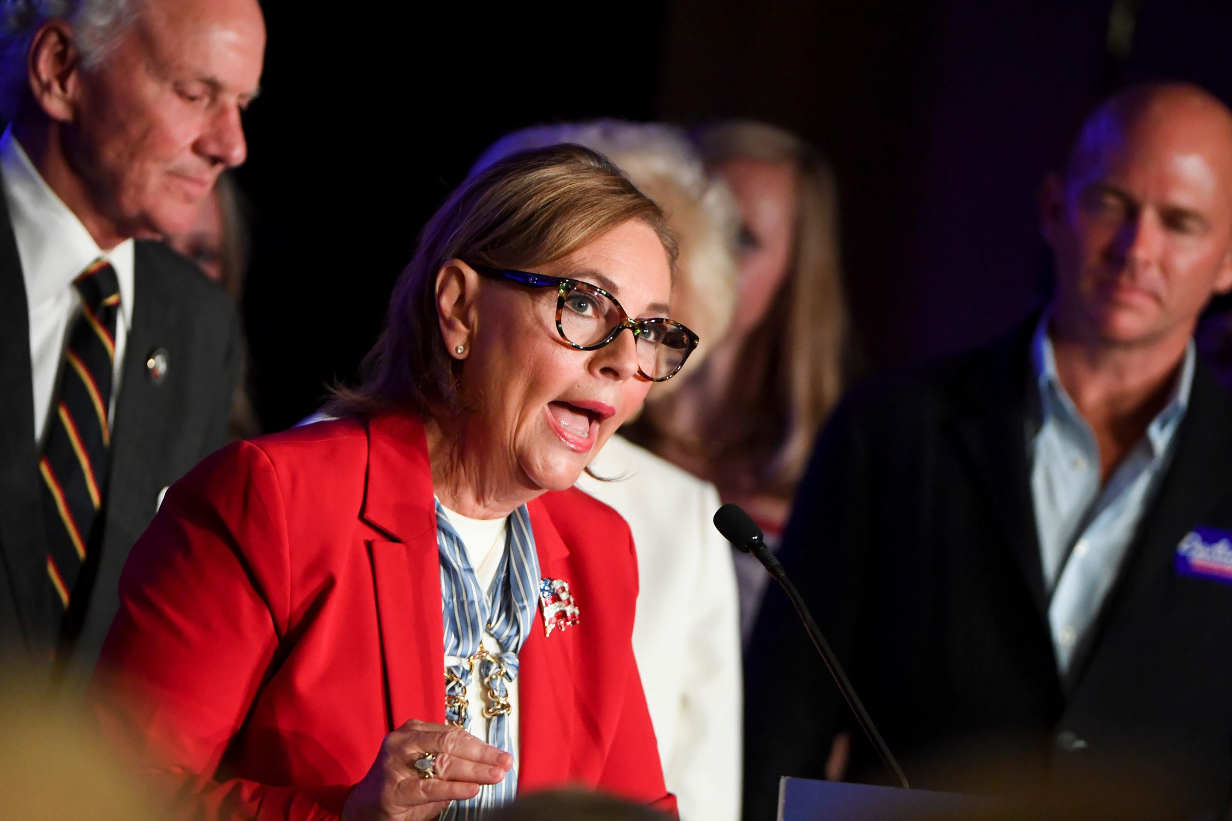 <i>Arvin Temkar/Atlanta Journal-Constitution/AP/File via CNN Newsource</i><br/>Everton Blair speaks during a primary election debate at Georgia Public Broadcasting in Atlanta