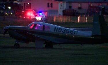The two-seater plane that veered off the runway at Carlisle Regional Airport.