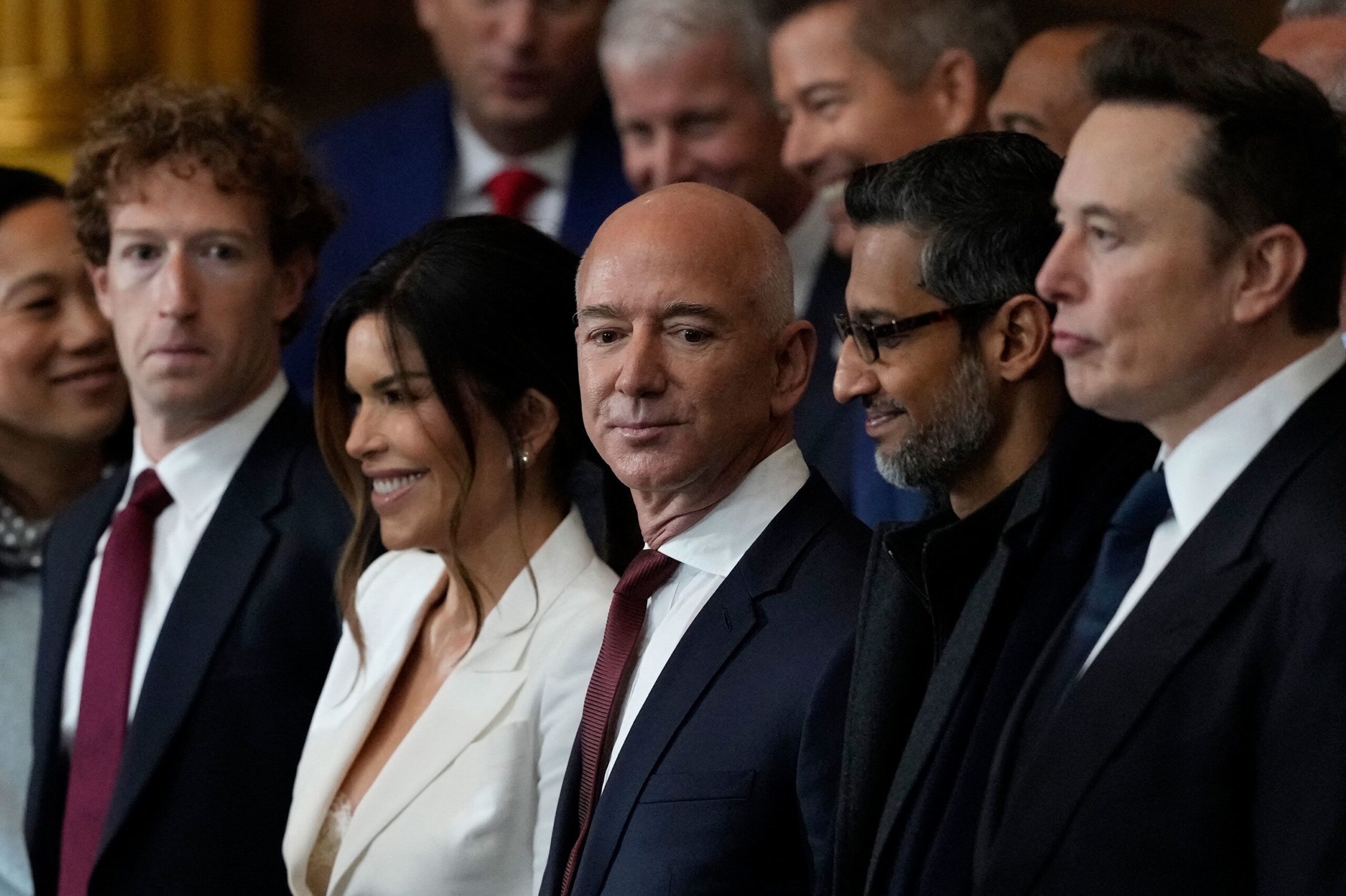 <i>Julia Demaree Nikhinson/Pool/AFP/Getty Images via CNN Newsource</i><br/>Billionaire tech leaders Mark Zuckerberg (Meta)
